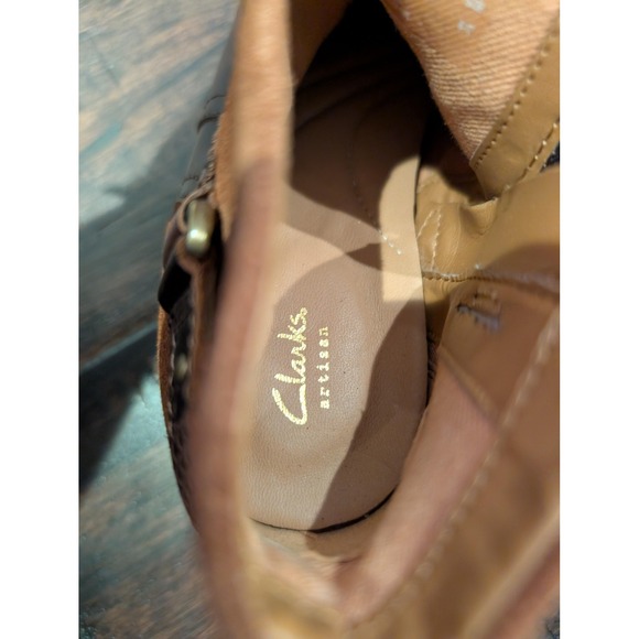 Clarks Artisan Boots Womens Size 5 Leather Suede Block Heel Ankle Zip Western - Picture 9 of 11